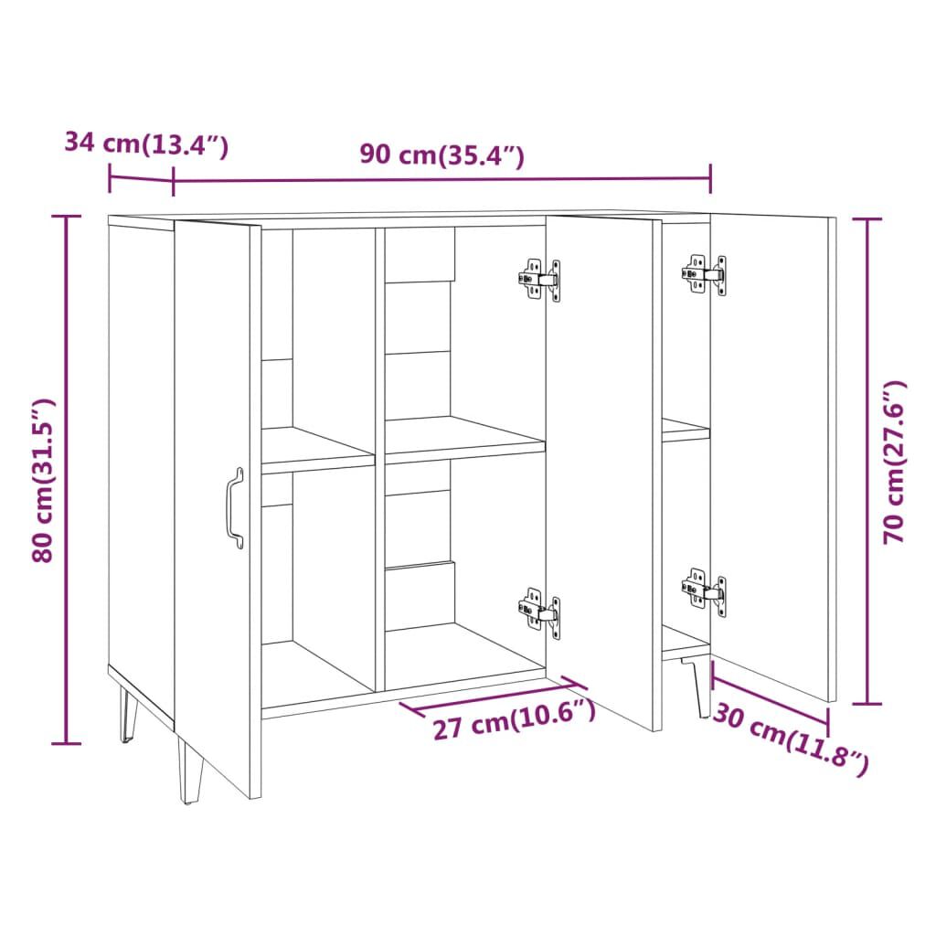 vidaXL Ντουλάπι Μαύρο 90 x 34 x 80 εκ. από Επεξεργασμένο Ξύλο