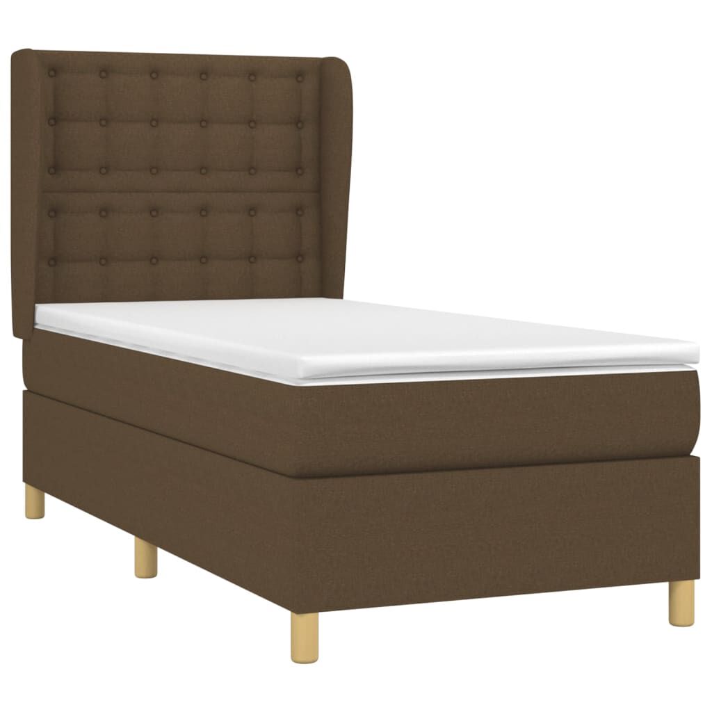 vidaXL Κρεβάτι Boxspring με Στρώμα Σκούρο Καφέ 100x200 εκ. Υφασμάτινο