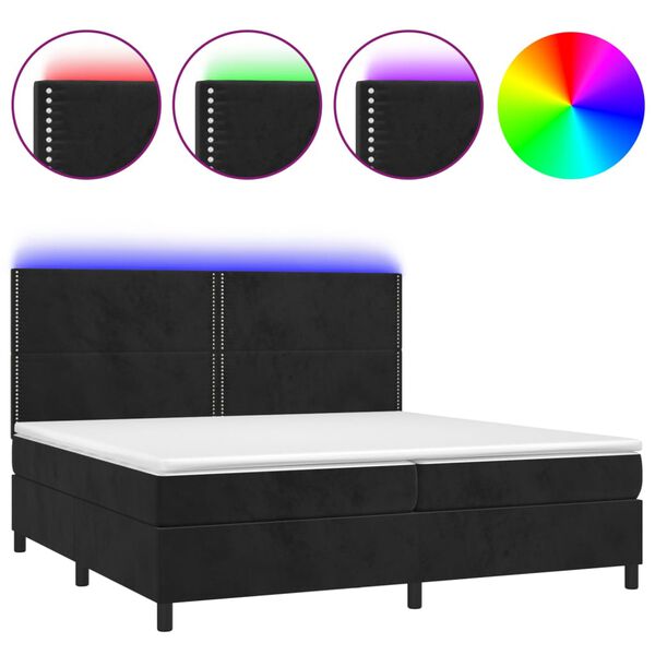 vidaXL &Kappa;&rho;&epsilon;&beta;ά&tau;&iota; Boxspring &mu;&epsilon; &Sigma;&tau;&rho;ώ&mu;&alpha; & LED &Mu;&alpha;ύ&rho;&omicron; 200x200 &epsilon;&kappa;. &Beta;&epsilon;&lambda;&omicron;ύ&delta;&iota;&nu;&omicron;