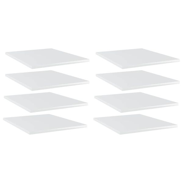 vidaXL Ράφια Βιβλιοθήκης 8 τεμ. Γυαλ. Λευκό 40x50x1,5 εκ. Επεξ.Ξύλο