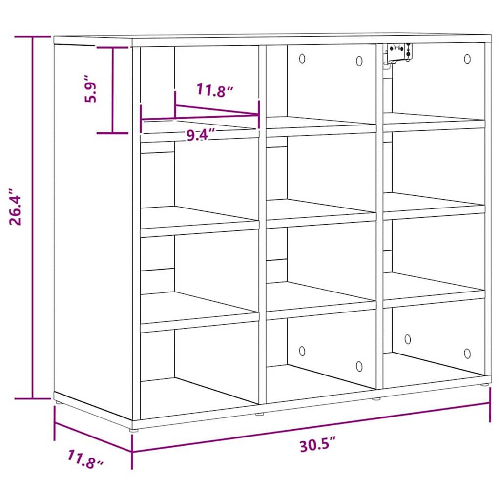 vidaXL Ντουλάπα Παπουτσιών με ράφι Sonoma Δρυς 77.5 x 30 x 67 εκ.