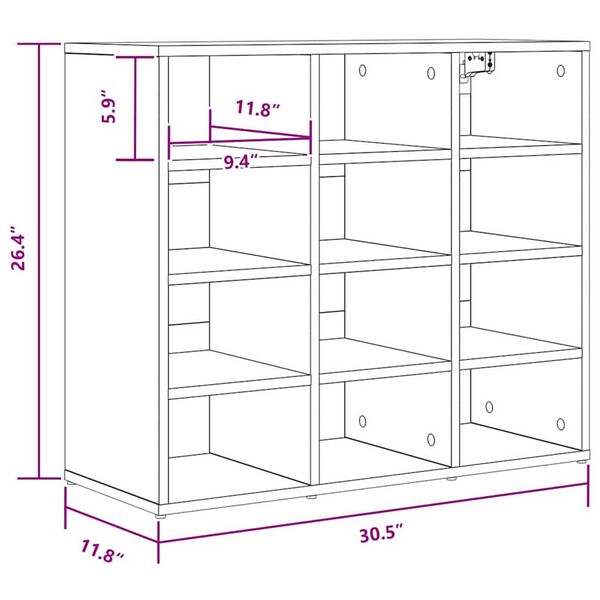 vidaXL Ντουλάπα Παπουτσιών με ράφι Sonoma Δρυς 77.5 x 30 x 67 εκ.