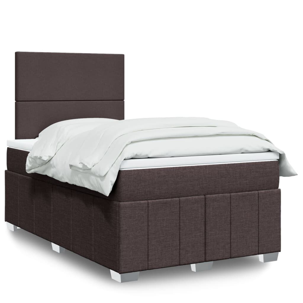 vidaXL Κρεβάτι Boxspring με Στρώμα Σκούρο Καφέ 120x190 εκ Υφασμάτινο