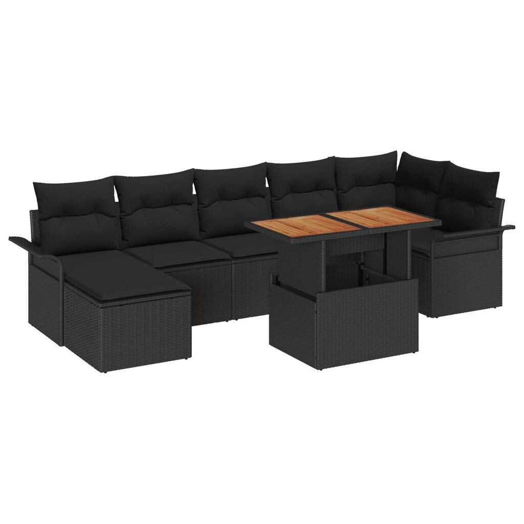 vidaXL Σετ Καναπέ Κήπου με μαξιλάρι 8 pcs Μαύρο
