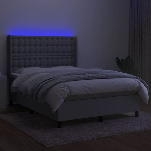vidaXL &Kappa;&rho;&epsilon;&beta;ά&tau;&iota; Boxspring &mu;&epsilon; &Sigma;&tau;&rho;ώ&mu;&alpha; & LED &Alpha;&nu;.&Gamma;&kappa;&rho;&iota; 140x190&epsilon;&kappa;. &Upsilon;&phi;&alpha;&sigma;&mu;ά&tau;&iota;&nu;&omicron;