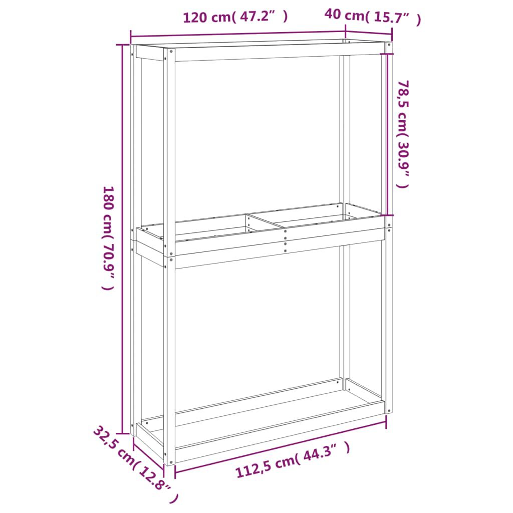 vidaXL Ραφιέρα Ελαστικών 120 x 40 x 180 εκ. από Μασίφ Ξύλο Πεύκου