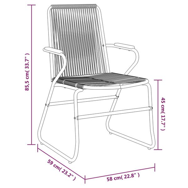 vidaXL Καρέκλες Κήπου 4 τεμ. Μαύρες 58 x 59 x 85,5 εκ. Ρατάν PVC