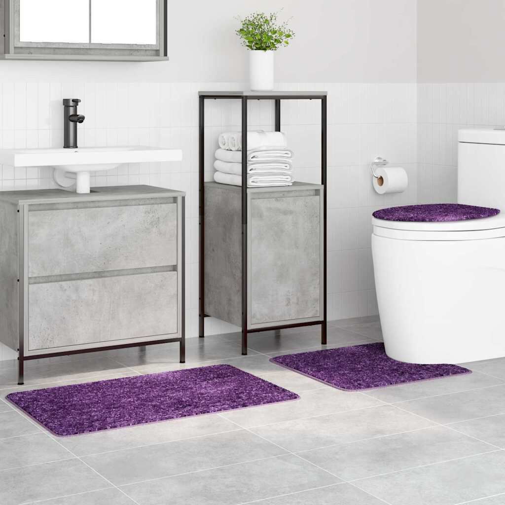 vidaXL Πατάκι μπάνιου 3 pcs Μοβ 50 x 50 cm Πολυπροπυλένιο