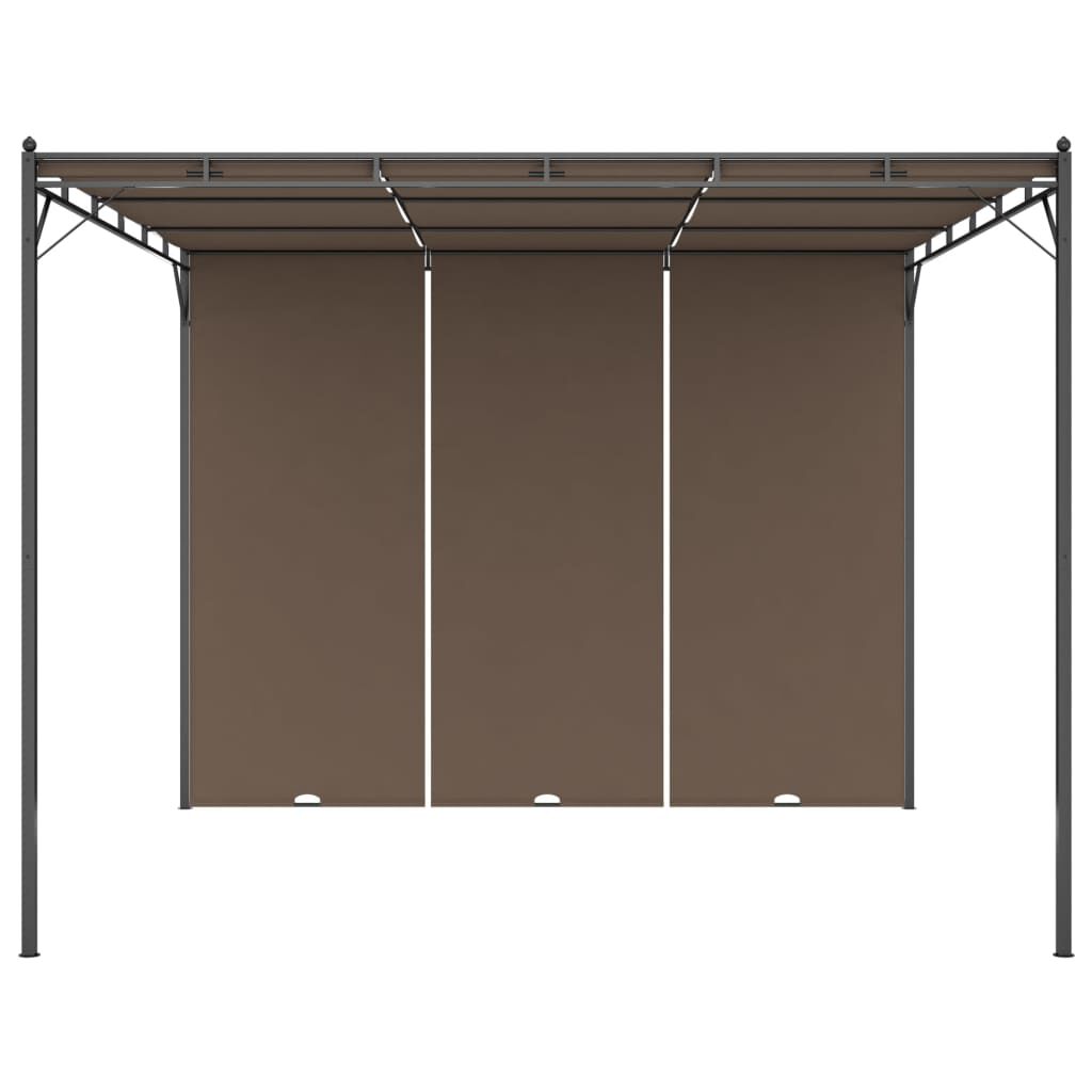 vidaXL Κιόσκι Κήπου Taupe 3 x 3 x 2,25 μ. με Πλαϊνή Κουρτίνα