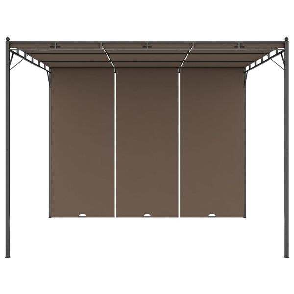 vidaXL Κιόσκι Κήπου Taupe 3 x 3 x 2,25 μ. με Πλαϊνή Κουρτίνα
