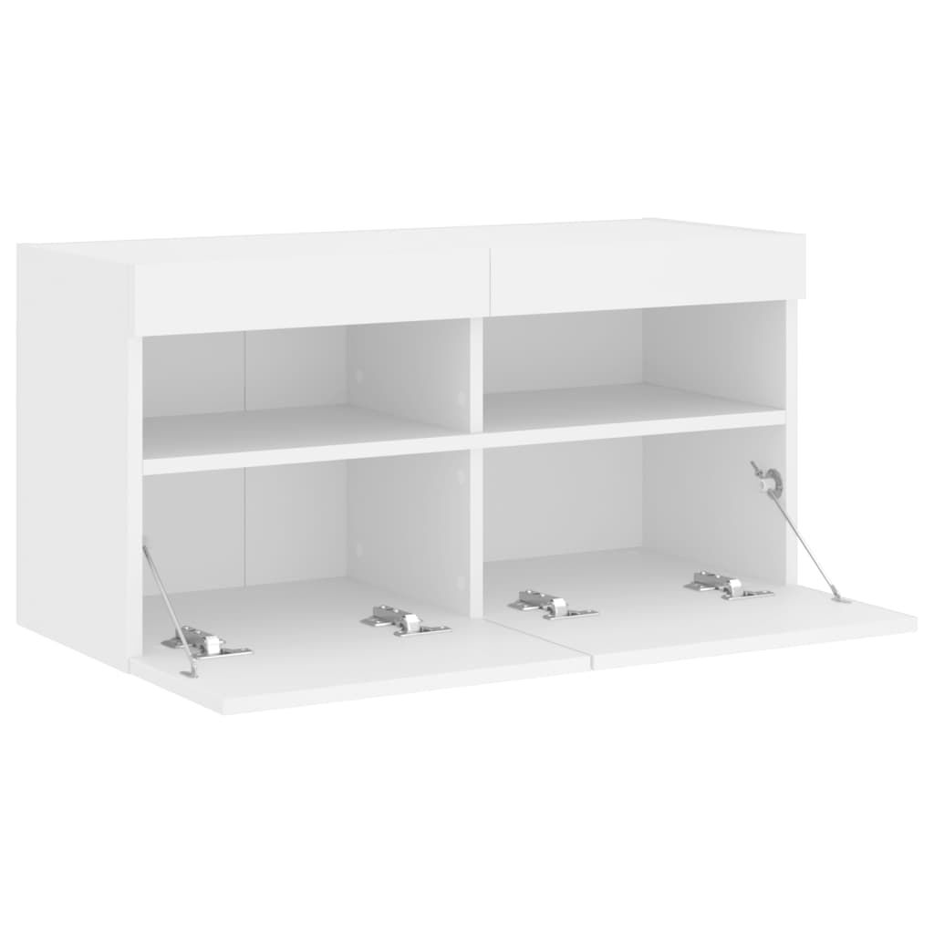 vidaXL Έπιπλο Τοίχου Τηλεόρασης με LED Λευκό 80x30x40 εκ.