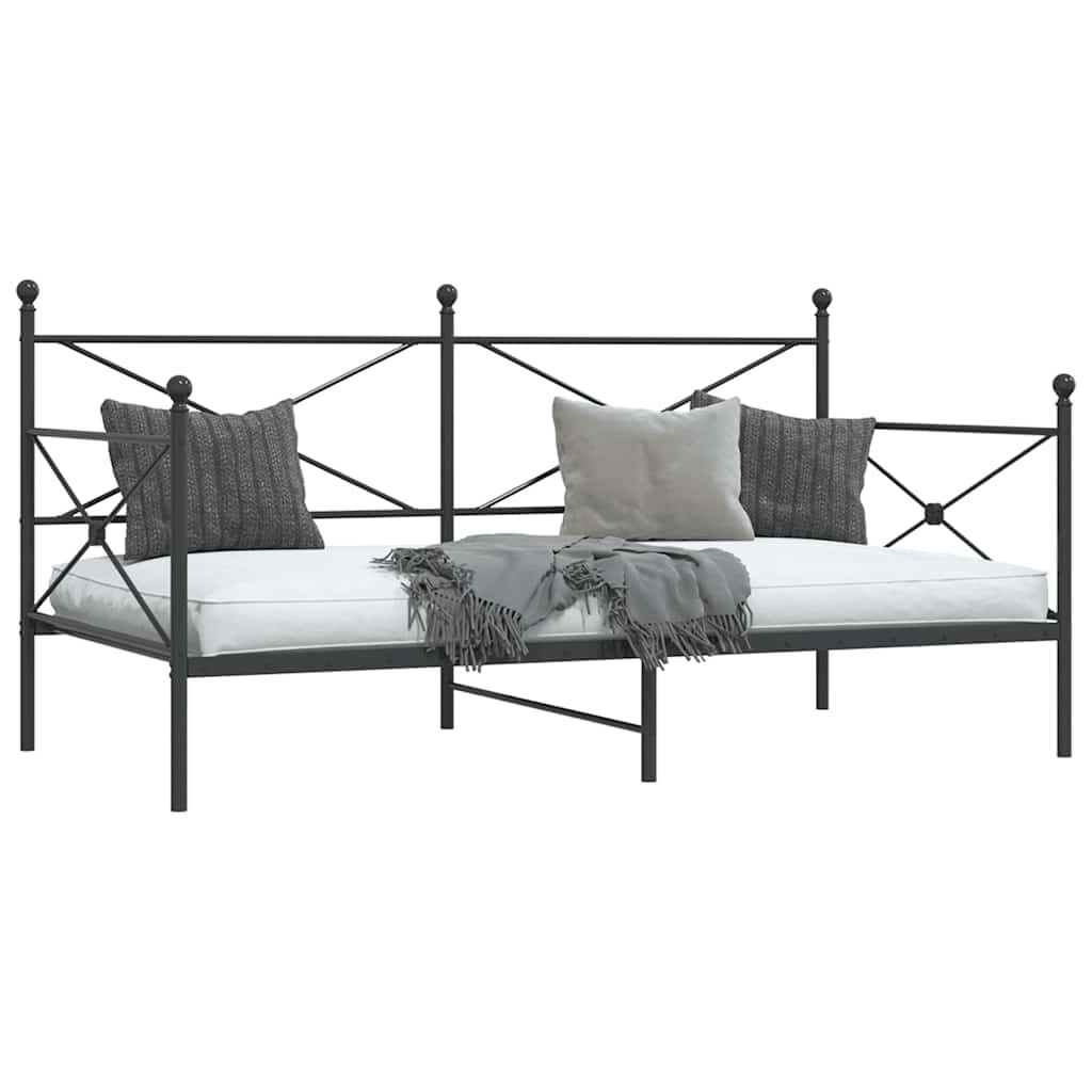 vidaXL Κρεβάτι ημέρας χωρίς στρώμα Μαύρο 100x190 cm Ατσάλι