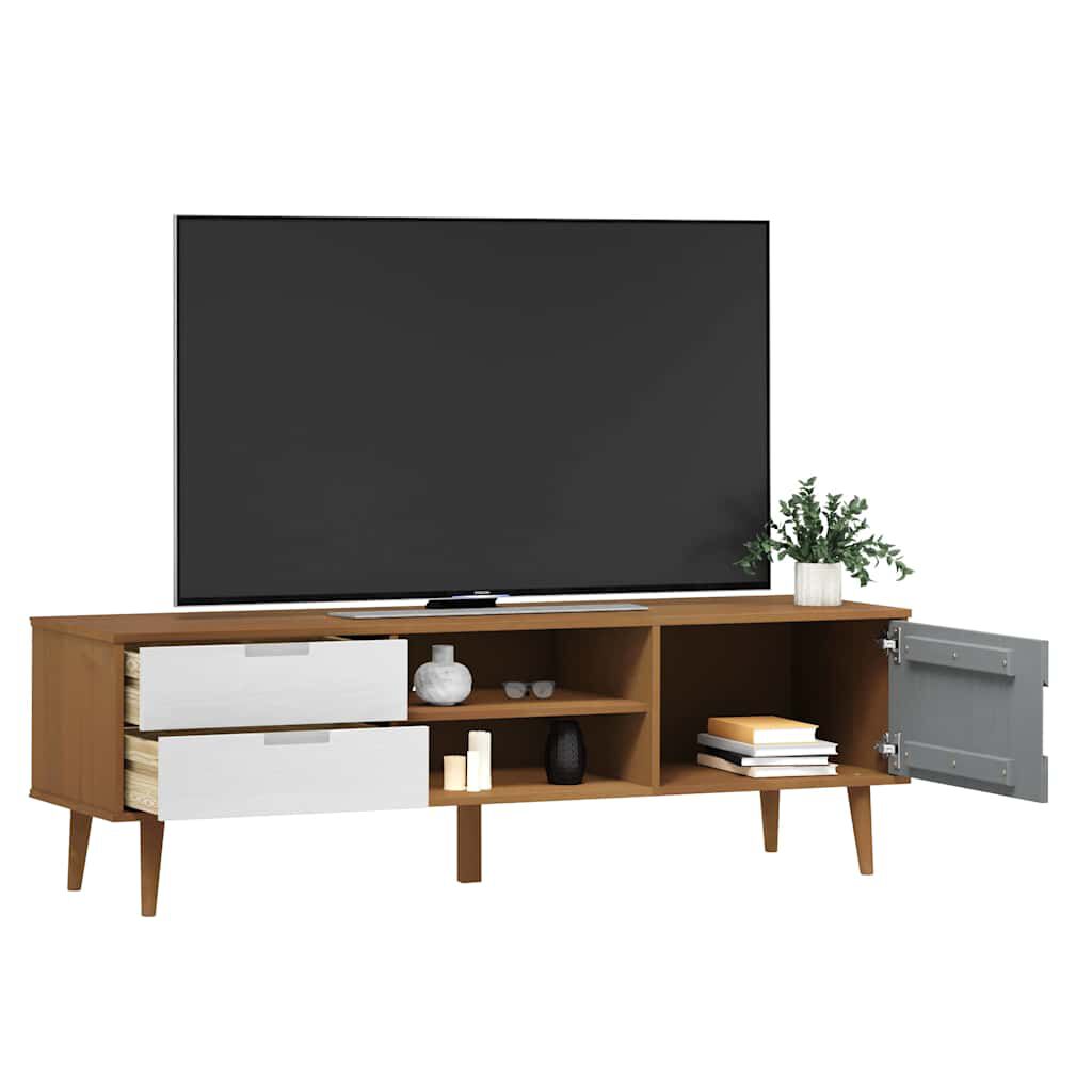 vidaXL Έπιπλο Τηλεόρασης MOLDE Καφέ 158x40x49 εκ. Μασίφ Ξύλο Πεύκου