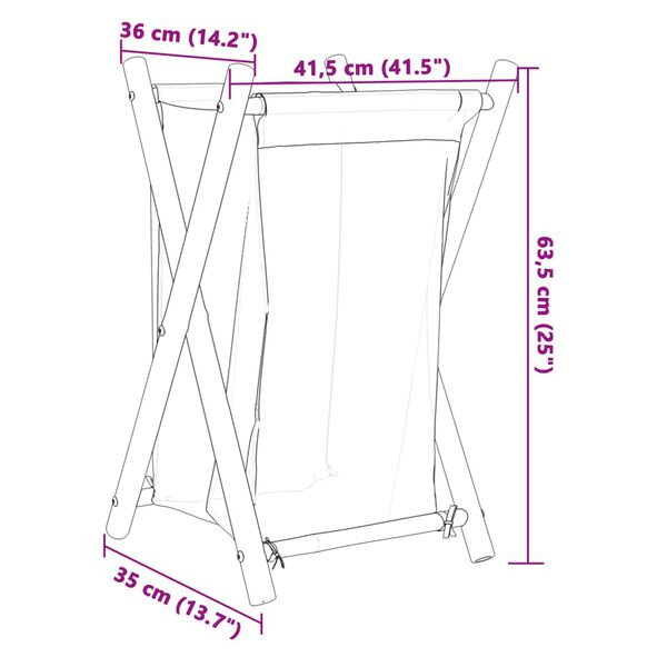 vidaXL Καλάθι Απλύτων Κρεμ Λευκό 41,5 x 36 x 63,5 εκ. Μπαμπού