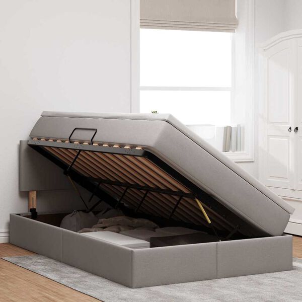 vidaXL Κρεβάτι με αποθηκευτικό χώρο και στρώμα Taupe 120 x 200 cm
