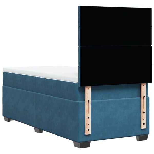 vidaXL Κρεβάτι Boxspring με Στρώμα Μπλε 90x190 εκ. Βελούδινο