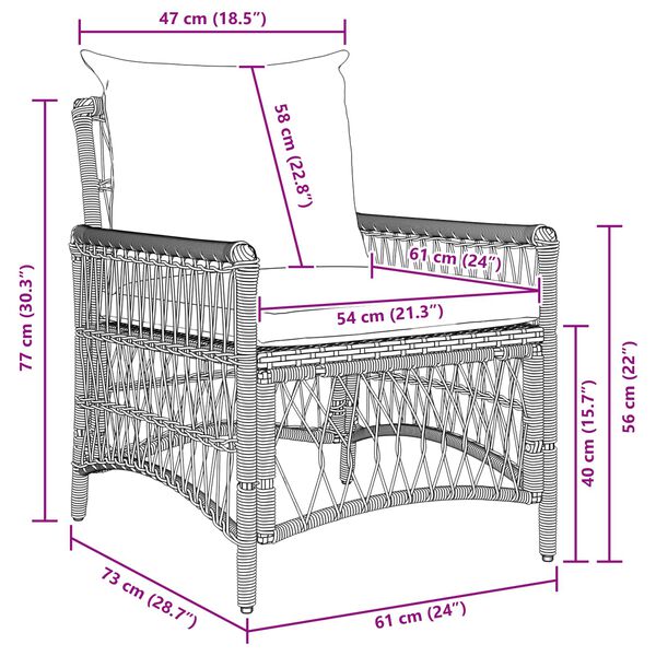 vidaXL Καρέκλα Κήπου Μπεζ 60 x 70 x 78εκ συνθετικό ρατάν
