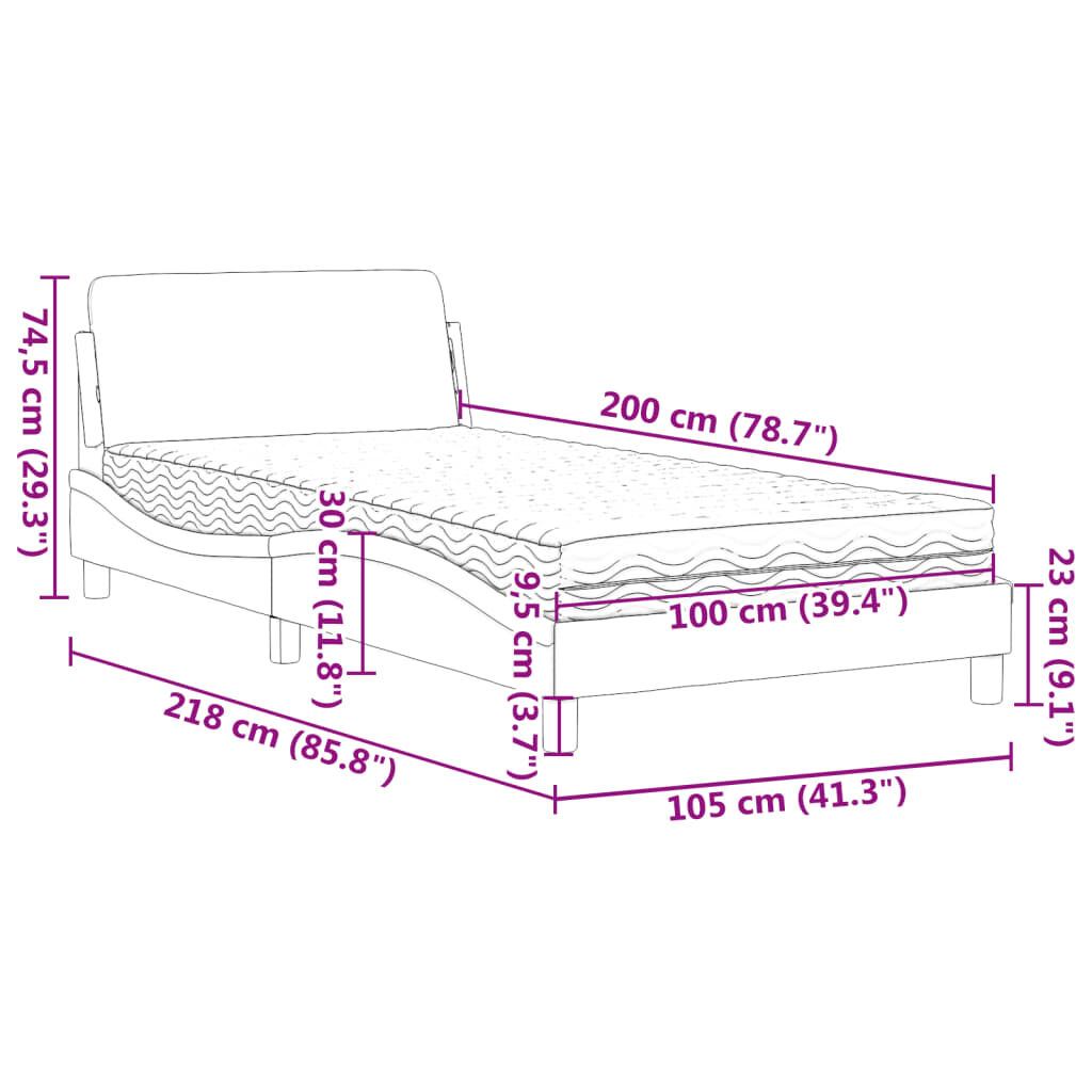 vidaXL Κρεβάτι με Στρώμα Taupe 100 x 200 εκ. Υφασμάτινο