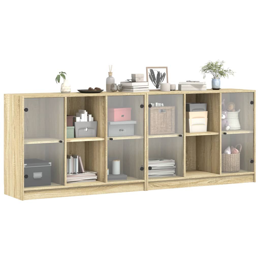 vidaXL Βιβλιοθήκη με Πόρτες Sonoma Δρυς 204x37x75 εκ. Επεξ. Ξύλο
