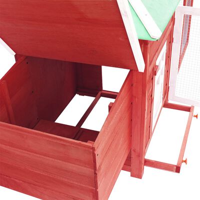 vidaXL Κοτέτσι με Κουτί Ωοτοκίας Κόκκινο 190x72x102 εκ. Ξύλο Ελάτης