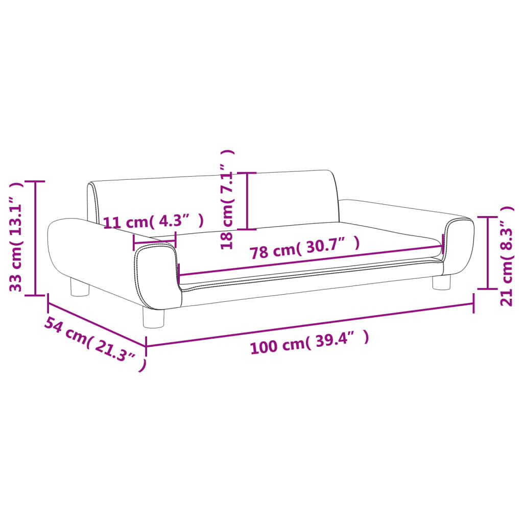 vidaXL Καναπές Παιδικός Ροζ 100 x 54 x 33 εκ. από Βελούδο