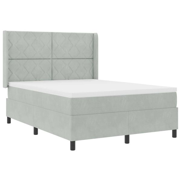 vidaXL Κρεβάτι με ελατήρια Ανοιχτό γκρι 140 x 200 cm Βελούδο
