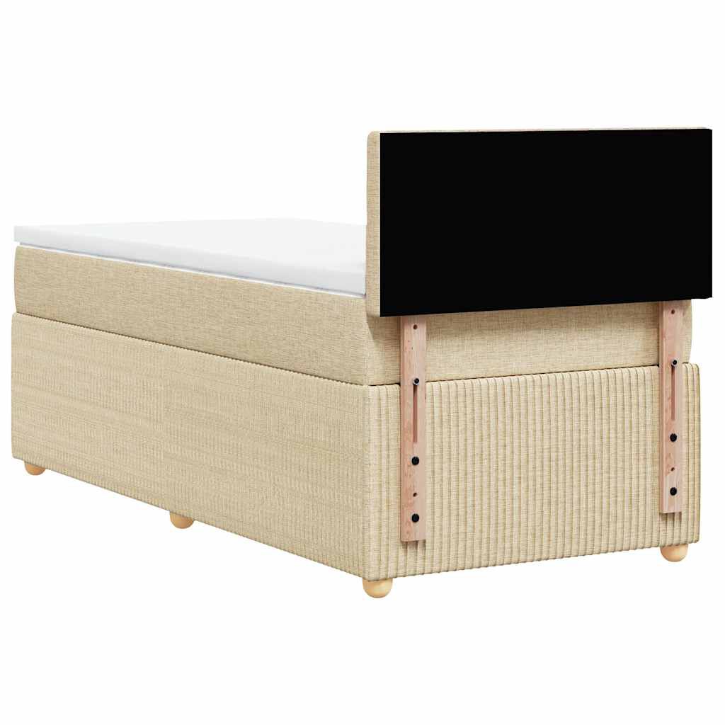 vidaXL Κρεβάτι Boxspring με Στρώμα Κρεμ 90x200 εκ.Υφασμάτινο