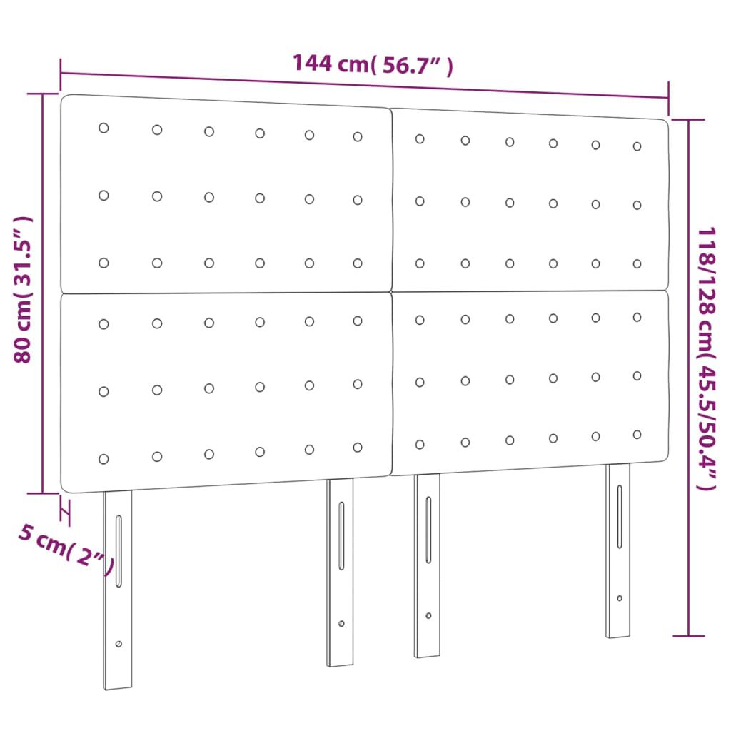 vidaXL Κεφαλάρια Κρεβατιού 4 τεμ. Σκ. Γκρι 72x5x78/88 εκ. Βελούδινα