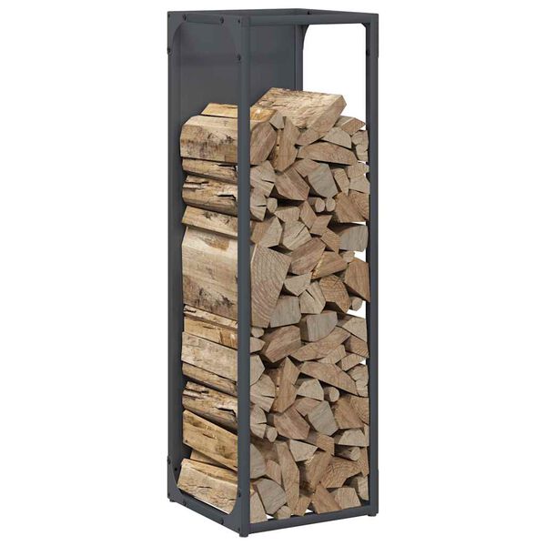 vidaXL Ράφι για καυσόξυλα Ανθρακί 25x25x80 cm Ατσάλι ψυχρής έλασης