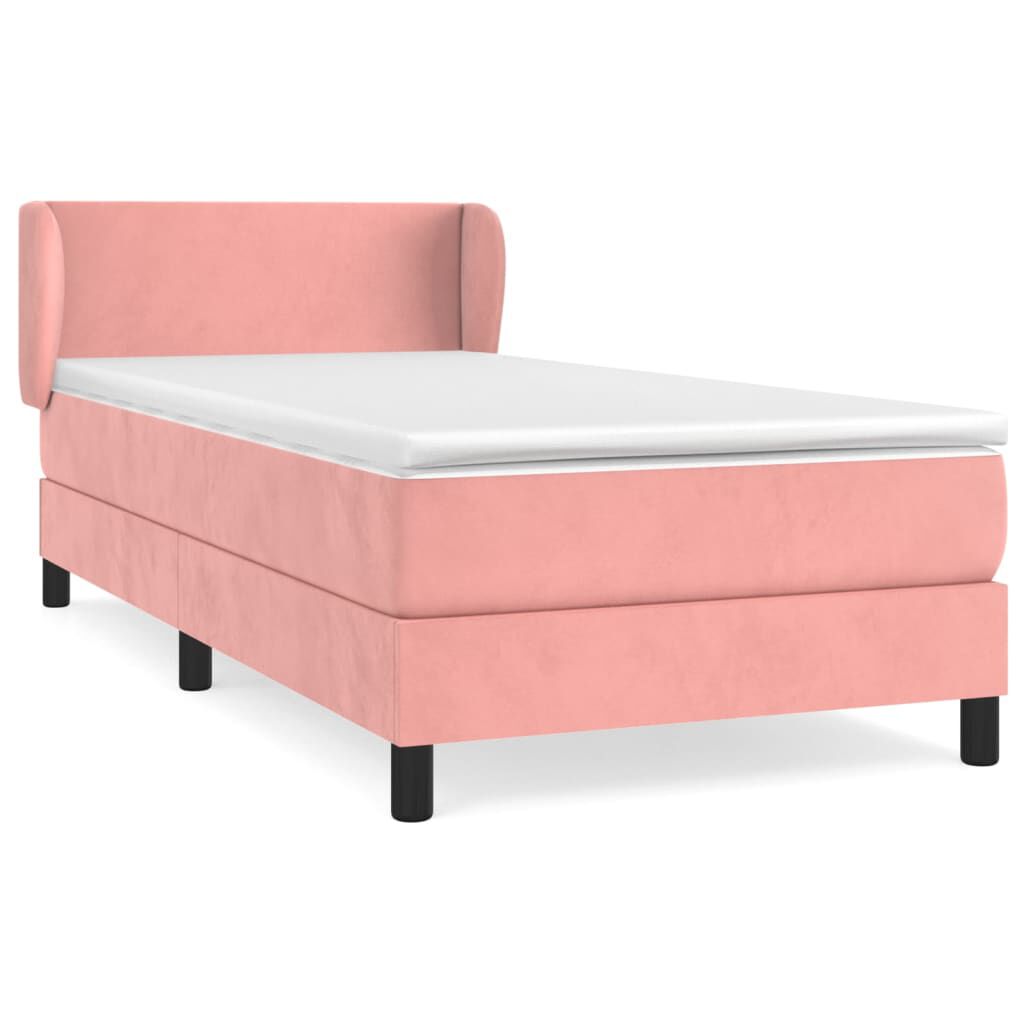 vidaXL Κρεβάτι Boxspring με Στρώμα Ροζ 80 x 200 εκ. Βελούδινο