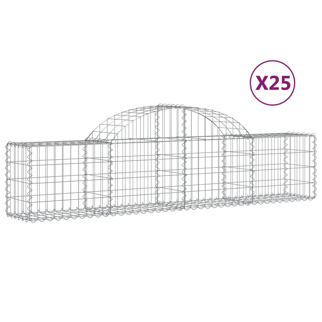 vidaXL Συρματοκιβώτια Τοξωτά 25 τεμ. 200x30x40/60 εκ. Γαλβαν. Ατσάλι