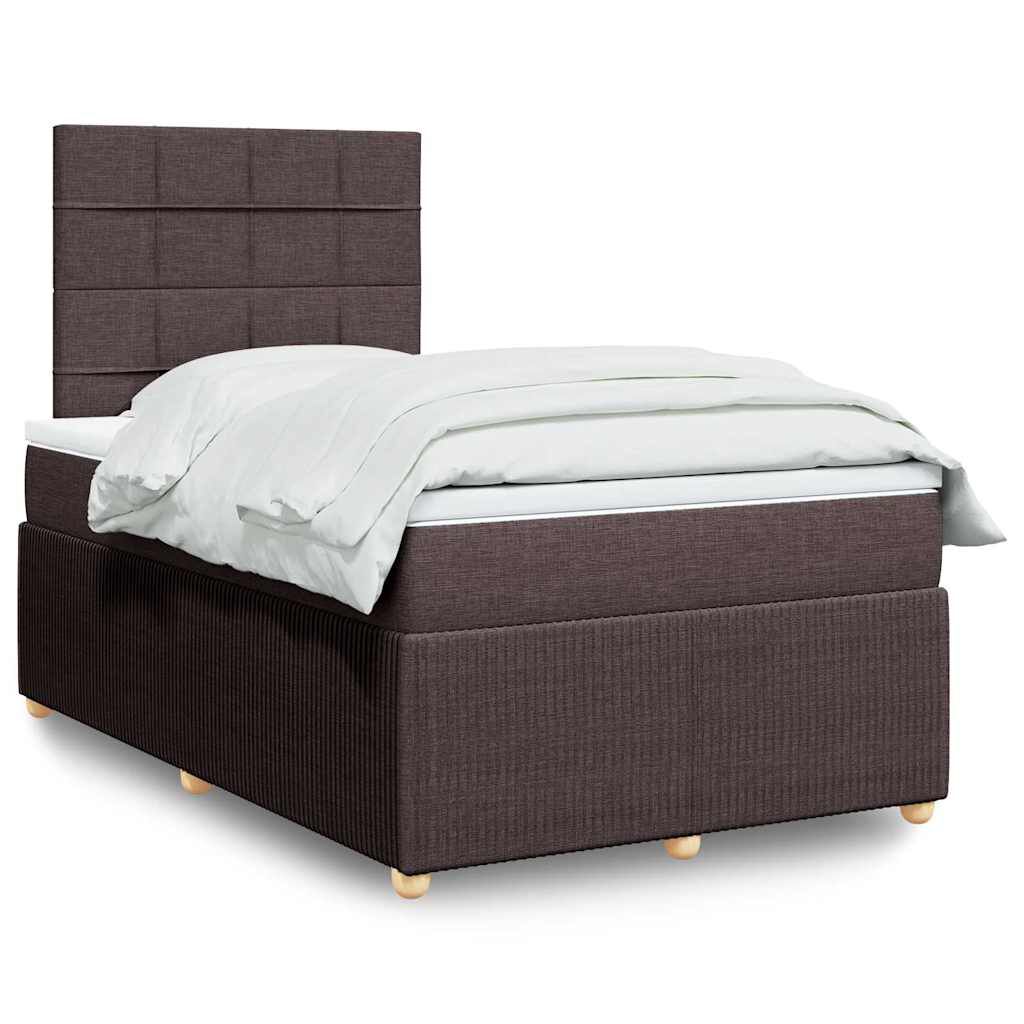 vidaXL Κρεβάτι Boxspring με Στρώμα Σκούρο Καφέ 120x190 εκ Υφασμάτινο