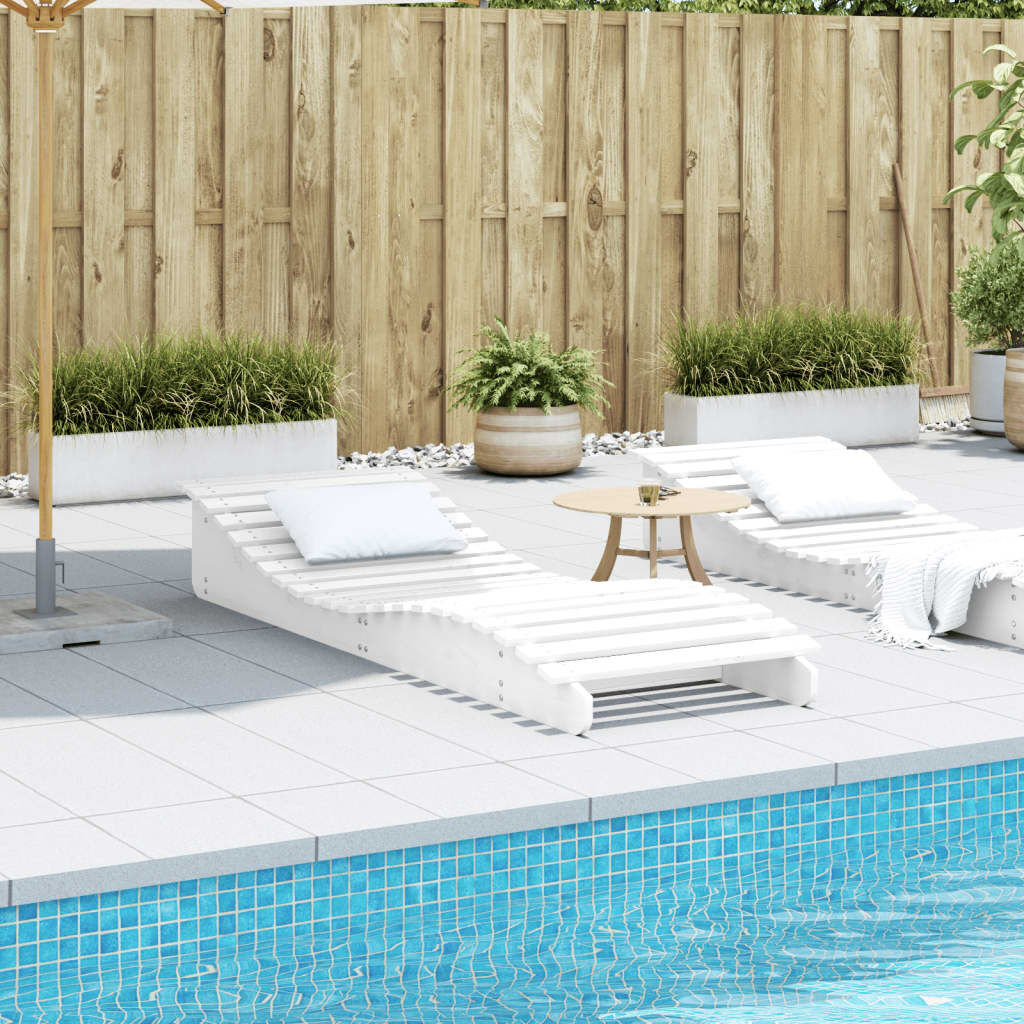vidaXL Ξαπλώστρα Λευκό 205x70x31,5 εκ. από Μασίφ Ξύλο Πεύκου