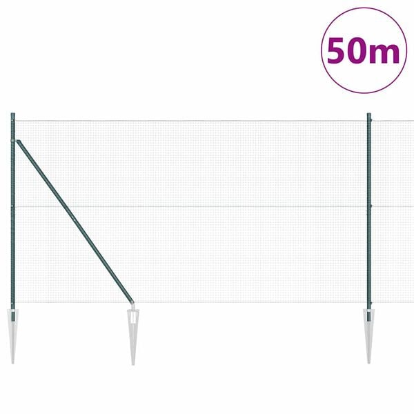 vidaXL Φράχτης με Στήλες. Πράσινο 1.4 x 50 m Ατσάλι