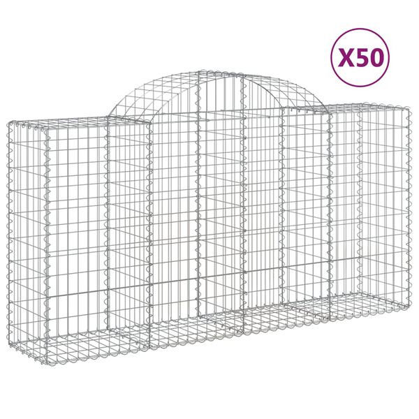 vidaXL Συρματοκιβώτια Τοξωτά 50 τεμ. 200x50x100/120 εκ. Γαλβαν. Ατσάλι