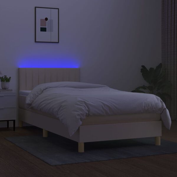 vidaXL &Kappa;&rho;&epsilon;&beta;ά&tau;&iota; Boxspring &mu;&epsilon; &Sigma;&tau;&rho;ώ&mu;&alpha; & LED &Kappa;&rho;&epsilon;&mu; 80x200 &epsilon;&kappa;. &Upsilon;&phi;&alpha;&sigma;&mu;ά&tau;&iota;&nu;&omicron;