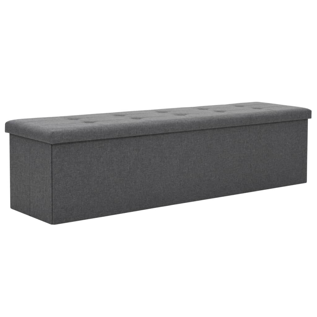 vidaXL Πάγκος Αποθήκευσης Σκούρο Γκρι 150 x 38 x 38 εκ. Συνθετικό Λινό