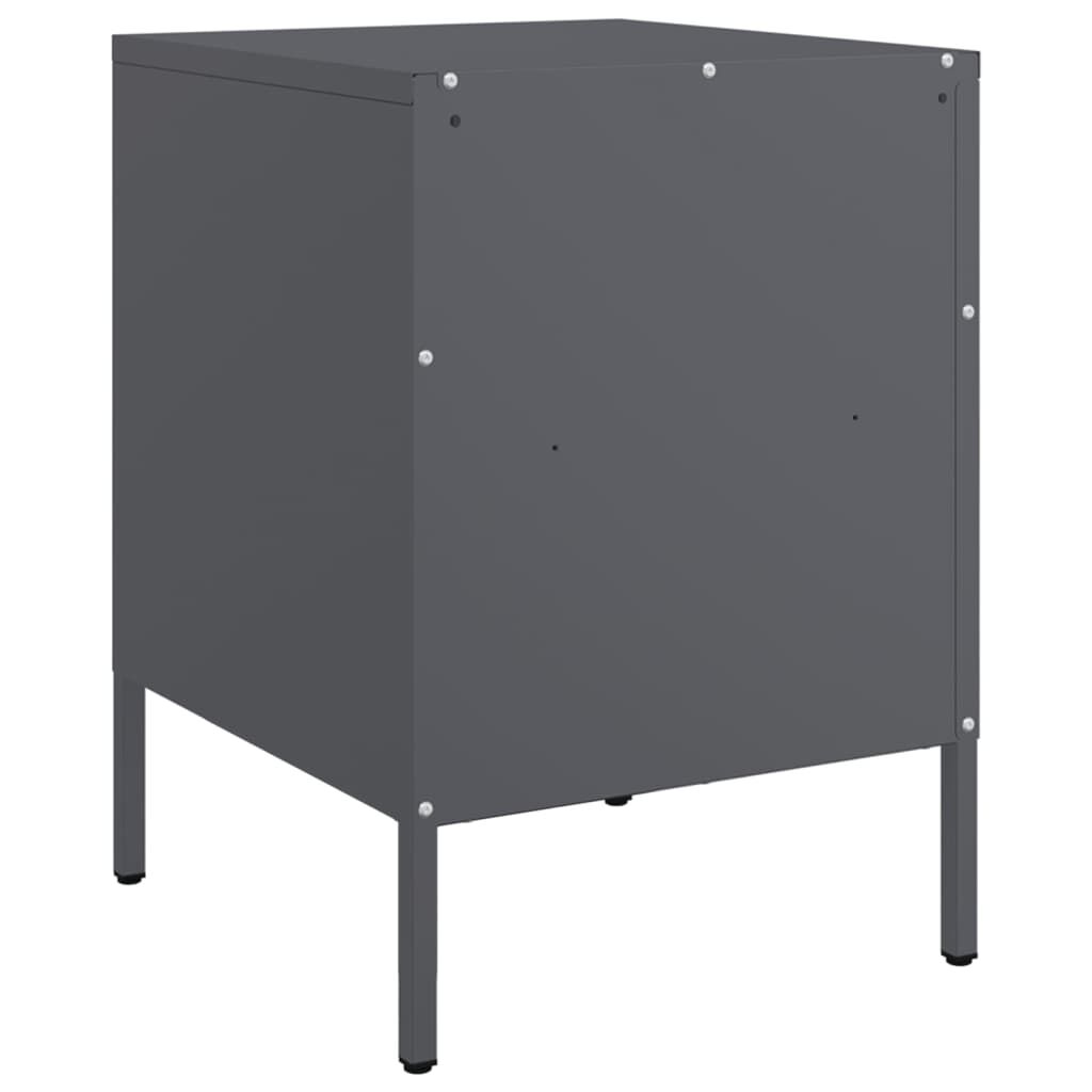 vidaXL Κομοδίνα 2 τεμ. Ανθρακί 36x39x50,5 εκ. από Χάλυβα