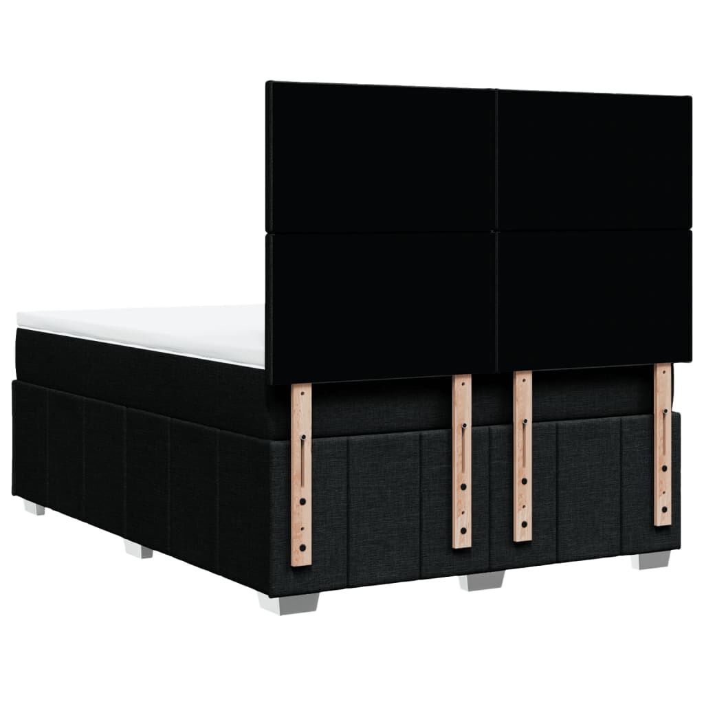 vidaXL Κρεβάτι Boxspring με Στρώμα Μαύρο 140x190 εκ. Υφασμάτινο