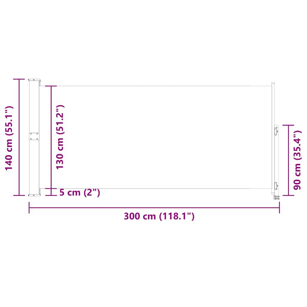 vidaXL Σκίαστρο Πλαϊνό Συρόμενο Βεράντας Μπλε 140 x 300 εκ.