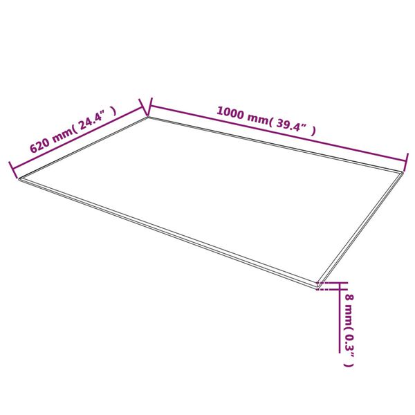vidaXL Επιφάνεια Τραπεζιού Ορθογώνια 1000 x 620 χιλ. από Ψημένο Γυαλί