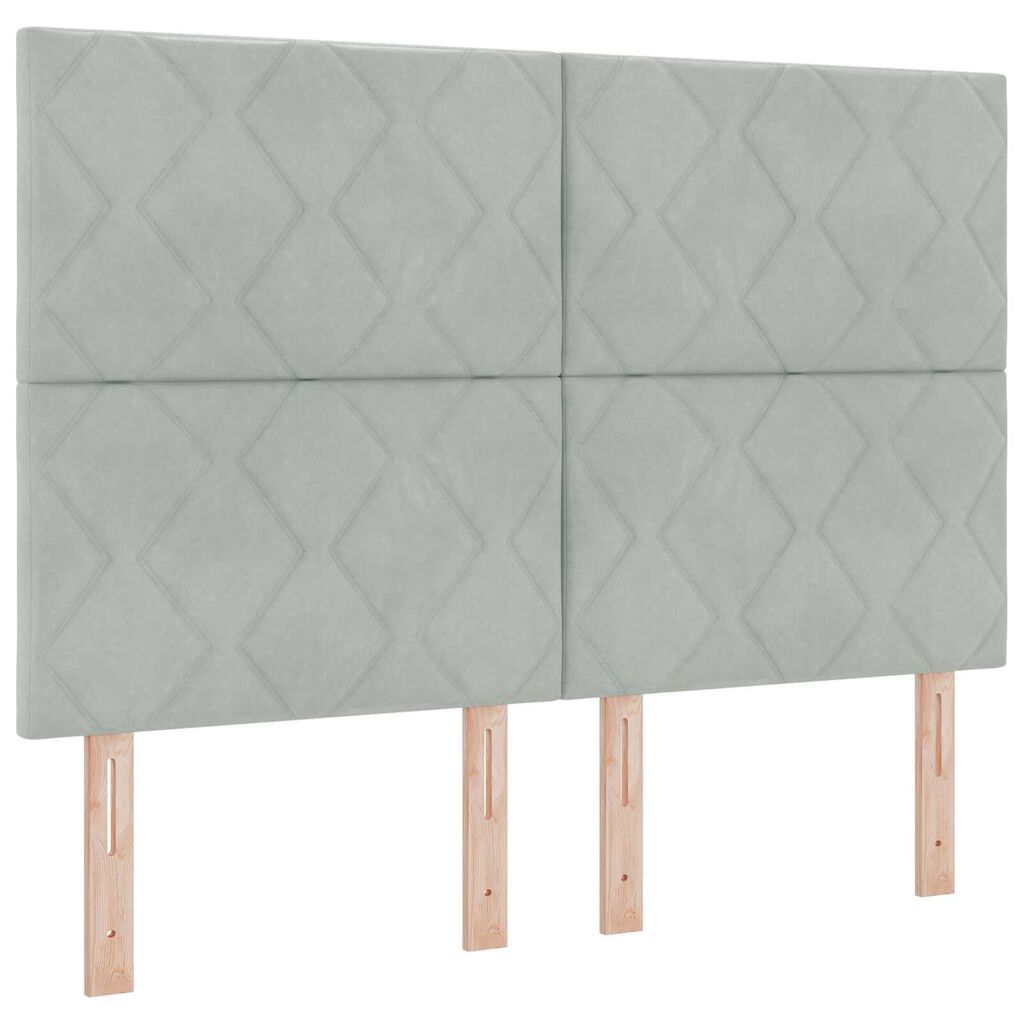 Κρεβάτι με Στρώμα & LED Light Grey 140x190 cm Βελούδο