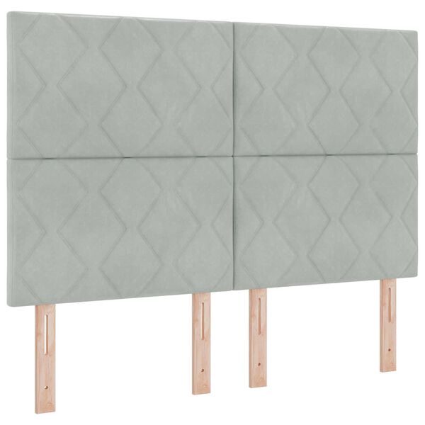Κρεβάτι με Στρώμα & LED Light Grey 140x190 cm Βελούδο
