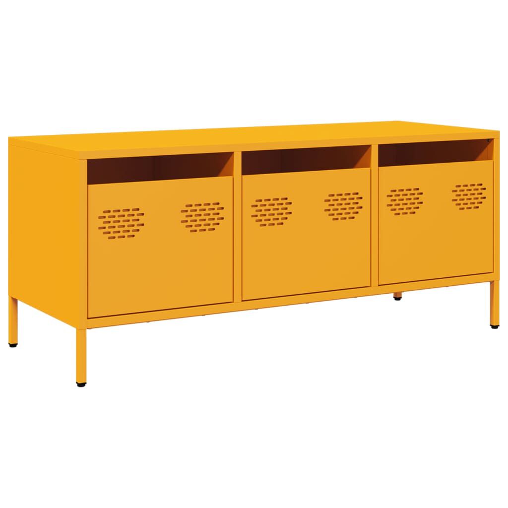 vidaXL Έπιπλο Τηλεόρασης Μουσταρδί 101,5x39x43,5 Ατσάλι Ψυχρής Έλασης