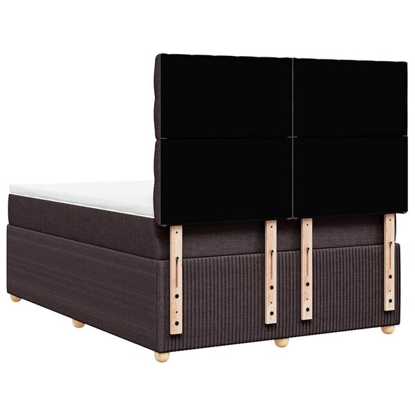 vidaXL Κρεβάτι Boxspring με Στρώμα Σκούρο Καφέ 140x190 εκ. Υφασμάτινο