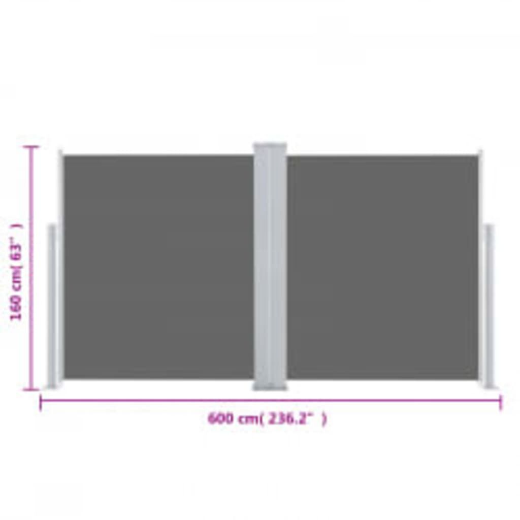 vidaXL Σκίαστρο Πλαϊνό Πτυσσόμενο Ανθρακί 160 x 600 εκ.