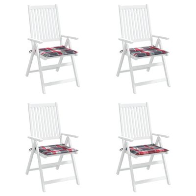 vidaXL Μαξιλάρια Καρέκλας 4 τεμ Κόκκινο Καρό 50x50x3 εκ. Ύφασμα Oxford