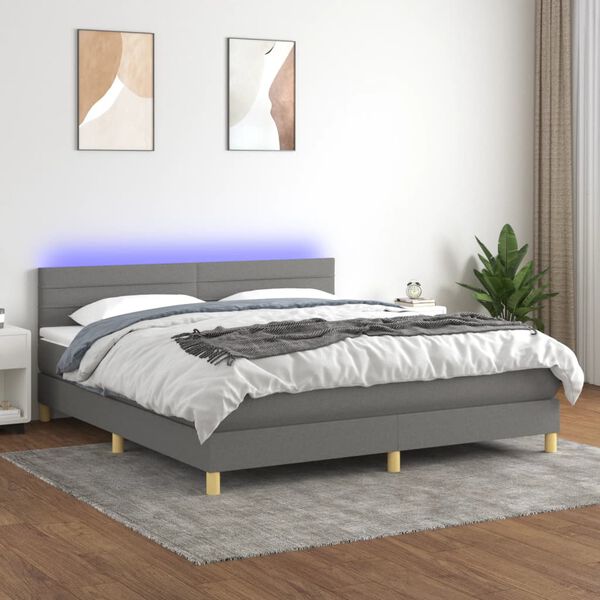 vidaXL &Kappa;&rho;&epsilon;&beta;ά&tau;&iota; Boxspring &mu;&epsilon; &Sigma;&tau;&rho;ώ&mu;&alpha; & LED &Sigma;&kappa;.&Gamma;&kappa;&rho;&iota; 180x200 &epsilon;&kappa; &Upsilon;&phi;&alpha;&sigma;&mu;ά&tau;&iota;&nu;&omicron;