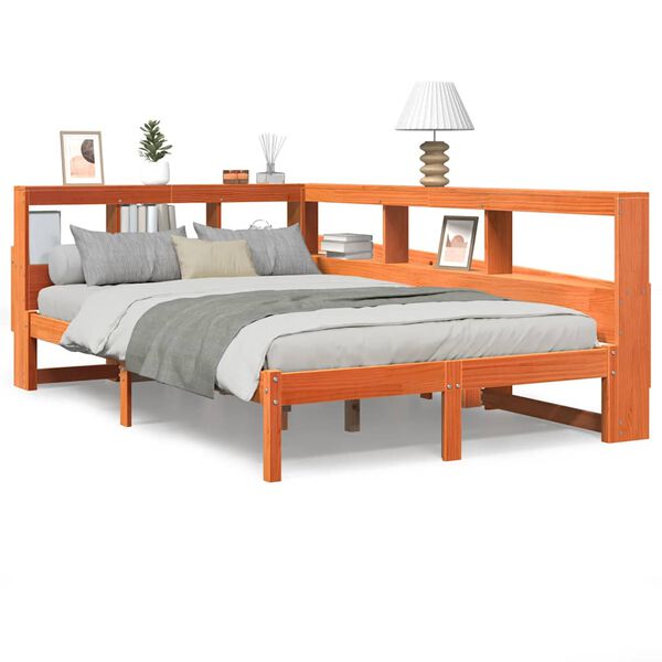 vidaXL Κρεβάτι Βιβλιοθήκη Χωρίς Στρώμα 120x200 εκ Μασίφ Ξύλο Πεύκου