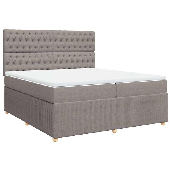 vidaXL Κρεβάτι Boxspring με Στρώμα Taupe 200x200 εκ. Υφασμάτινο